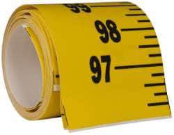 Made in USA - 12 Ft. Long x 3 Inch Wide, 1/4 Inch Graduation, Yellow, Mylar Adhesive Tape Measure - Reads Bottom to Top, Vertical Rules - Best Tool & Supply