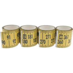 Made in USA - 32 Ft. Long x 3 Inch Wide, 1/4 Inch Graduation, Yellow, Mylar Adhesive Tape Measure - Reads Bottom to Top, Vertical Rules - Best Tool & Supply