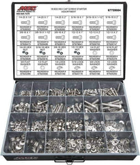 Value Collection - 1,350 Piece Stainless Steel Hex Head Cap Screws - 1/4-20 to 1/2-13 Thread, 18-8 - Best Tool & Supply