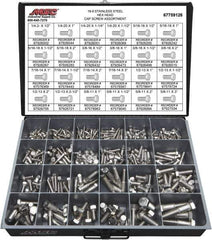 Value Collection - 375 Piece Stainless Steel Hex Head Cap Screws - 1/4-20 to 5/8-11 Thread, 18-8 - Best Tool & Supply