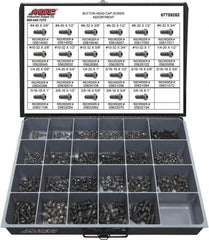 Value Collection - 850 Piece Alloy Steel Button Head Cap Screws - #4-40 to 3/8-16 Thread - Best Tool & Supply