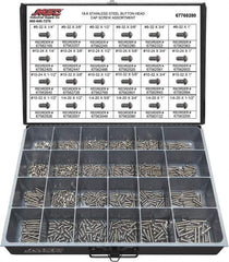 Value Collection - 800 Piece Stainless Steel Button Head Cap Screws - #8-32 to 1/4-20 Thread, 18-8 - Best Tool & Supply