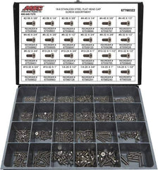 Value Collection - 1,095 Piece Stainless Steel Flat Head Cap Screws - #2-56 to 1/4-20 Thread, 18-8 - Best Tool & Supply