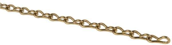 Made in USA - 0.08" Diam Brass Single Jack Chain - 11 Lb Load Limit, 19 Links per Foot, #14 - Best Tool & Supply