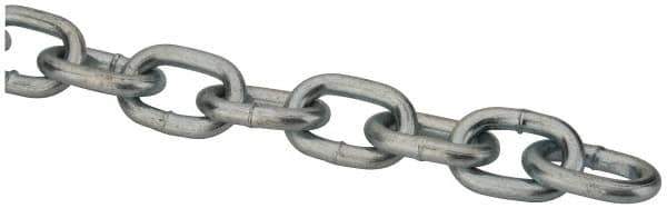 Made in USA - 0.08" Diam Steel Double Loop Chain - 90 Lb Load Limit, #3, Pre-Galvanized Finish, 1.49" Inside Length - Best Tool & Supply