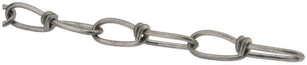 Peerless Chain - 0.12" Diam Steel Double Loop Chain - 200 Lb Load Limit, #1/0, Zinc Plated Finish, 1.78" Inside Length - Best Tool & Supply