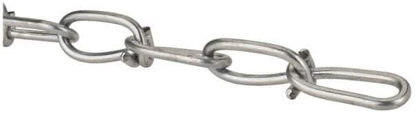 Made in USA - 0.135" Diam Steel Double Loop Chain - 256 Lb Load Limit, #2/0, Zinc Plated Finish, 2.17" Inside Length - Best Tool & Supply