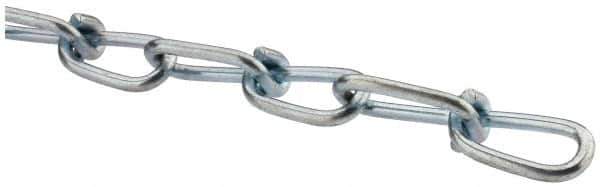 Made in USA - 0.162" Diam Steel Double Loop Chain - 365 Lb Load Limit, #4/0, Zinc Plated Finish, 2.19" Inside Length - Best Tool & Supply