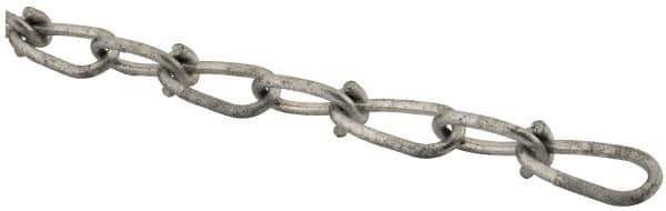 Campbell - 0.12" Diam Steel Double Loop Chain - 200 Lb Load Limit, #1/0, Hot Galvanized Finish, 1.78" Inside Length - Best Tool & Supply