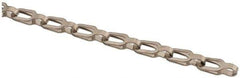 Made in USA - 0.023" Diam Brass Plumber's Safety Chain - 30 Lb Load Limit, #1/0, Nickel Plated Finish, 0.55" Inside Length - Best Tool & Supply