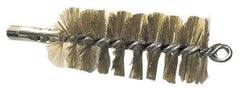 Schaefer Brush - 4-1/2" Brush Length, 3-3/4" Diam, Double Stem, Single Spiral Tube Brush - 8" Long, Brass, 1/4" NPSM Male Connection - Best Tool & Supply