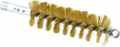 Schaefer Brush - 4-1/2" Brush Length, 1-1/2" Diam, Double Stem, Single Spiral Tube Brush - 8" Long, Brass, 1/4" NPSM Male Connection - Best Tool & Supply