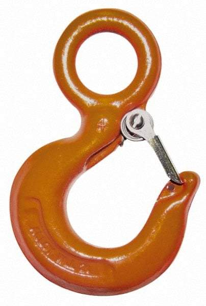 CM - Chain Grade 43, Carbon Steel Eye Hook - 1-1/2" Hook Throat, 5.78" Reach, 1.56" Eye ID, 7.97" OAL, Galvanized Finish - Best Tool & Supply