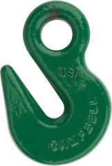 Campbell - 8,800 Lb Capacity, Chain Grade 100, Alloy Steel Eye Hook - 1/2" Hook Throat, 2.41" Reach, 3/4" Eye ID, 3/8" Chain Diam, 4" OAL - Best Tool & Supply