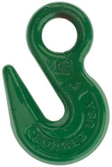 Campbell - 15,000 Lb Capacity, Chain Grade 100, Alloy Steel Eye Hook - 0.66" Hook Throat, 3.4" Reach, 1.12" Eye ID, 1/2" Chain Diam, 5.4" OAL - Best Tool & Supply