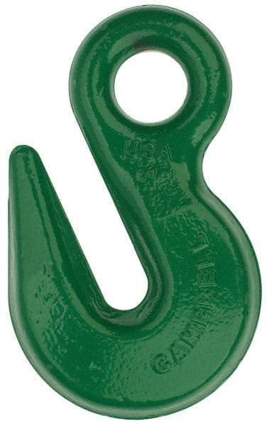 Campbell - 22,600 Lb Capacity, Chain Grade 100, Alloy Steel Eye Hook - 0.78" Hook Throat, 4.22" Reach, 1.22" Eye ID, 5/8" Chain Diam, 6.66" OAL - Best Tool & Supply