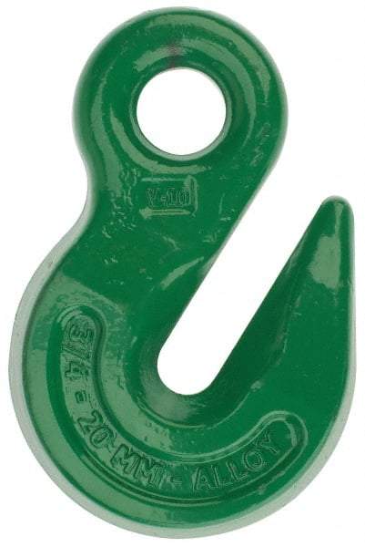 Campbell - 35,300 Lb Capacity, Chain Grade 100, Alloy Steel Eye Hook - 0.94" Hook Throat, 5.15" Reach, 1.44" Eye ID, 3/4" Chain Diam, 8.28" OAL - Best Tool & Supply