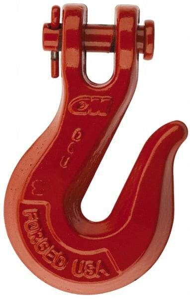 CM - 5/16 Inch Chain Diameter, Grade 80 Clevis Hook - 4,500 Lbs. Load Capacity, 3/08 Inch Inside Diameter, 25/64 Inch Pin Diameter, 7/16 Inch Hook Throat, 2-9/32 Inch Hook Width - Best Tool & Supply