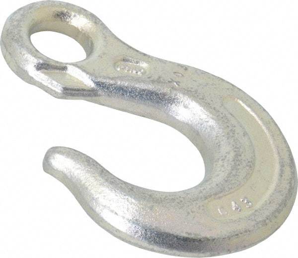 CM - 5,400 Lb Capacity, Chain Grade 43, Carbon Steel Eye Hook - 3-1/4" Reach, 11/16" Eye ID, 3/8" Chain Diam - Best Tool & Supply