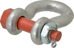 Campbell - 3/4" Nominal Chain Size, 7 Ton Alloy Steel Bolt Anchor Shackle - 3/4" Diam, 7/8" Pin Diam, 2-13/16" High x 1-1/4" Wide Inside Jaw, 1-13/16" Inside Width, 1-3/4" Max Body Thickness - Best Tool & Supply