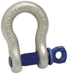 Campbell - 1-3/4" Nominal Chain Size, 25. Ton Carbon Steel Bolt Anchor Shackle - 1-3/4" Diam, 2" Pin Diam, 7" High x 2-7/8" Wide Inside Jaw, 4-3/4" Inside Width, 4" Max Body Thickness - Best Tool & Supply