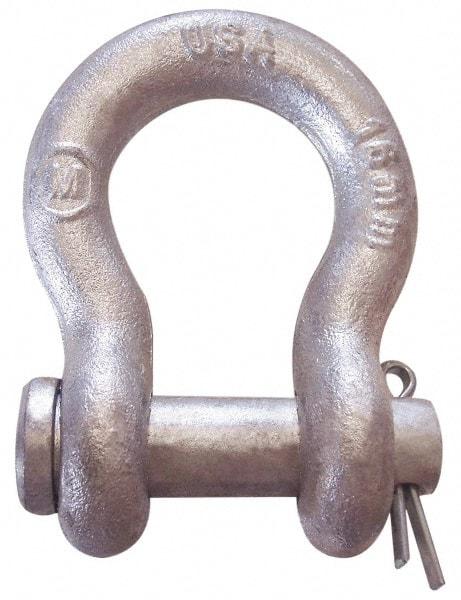 CM - 5/8" Nominal Chain Size, 3 Ton Carbon Steel Loose Anchor Shackle - 5/8" Diam, 3/4" Pin Diam, 2-7/16" High x 1-1/16" Wide Inside Jaw, 1-9/16" Inside Width, 1-7/16" Max Body Thickness - Best Tool & Supply