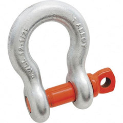 Campbell - 3/4" Nominal Chain Size, 7 Ton Alloy Steel Screw Anchor Shackle - 3/4" Diam, 7/8" Pin Diam, 2-13/16" High x 1-1/4" Wide Inside Jaw, 1-13/16" Inside Width, 1-3/4" Max Body Thickness - Best Tool & Supply