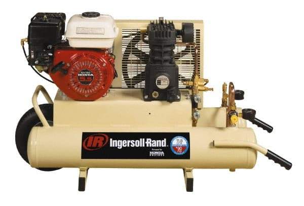 Ingersoll-Rand - 5.5 HP Stationary Gas Air Compressor - Honda Engine, Horizontal Configuration, Twin 8 Gallon, 11.8 CFM, 135 Max psi - Best Tool & Supply