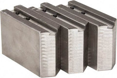 H & R Manufacturing - 1.5mm x 60° Serrated Attachment, Square Soft Lathe Chuck Jaw - 3 Jaws, Steel, 1.181" Btw Mount Hole Ctrs, 5" Long x 1-3/4" Wide x 3-1/2" High, 0.63" Groove, 12mm Fastener - Best Tool & Supply