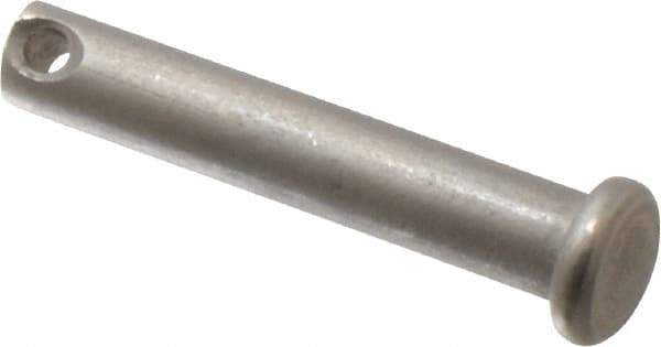 Made in USA - 1/4" Pin Diam, 1-3/8" OAL, Standard Clevis Pin - 3/32" Hole, 1-9/32" Usable Length, Uncoated Stainless Steel - Best Tool & Supply