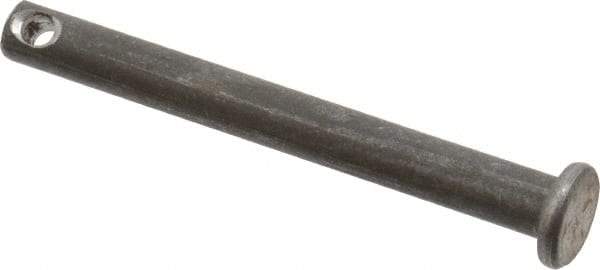 Made in USA - 3/16" Pin Diam, 1-3/4" OAL, Standard Clevis Pin - 3/32" Hole, 1-21/32" Usable Length, Uncoated Steel - Best Tool & Supply