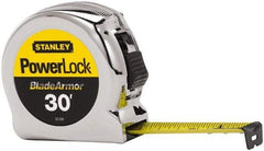 Stanley - 30' x 1" Yellow Blade Tape Measure - 1/16" Graduation, Inch Graduation Style, Silver Case - Best Tool & Supply