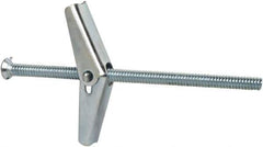 Powers Fasteners - 3/16" Screw, 3/16" Diam, 4" Long, Toggle Bolt Drywall & Hollow Wall Anchor - 1/2" Drill, Zinc Plated, Steel, Grade Zamac 7, Use in Drywall & Wallboard - Best Tool & Supply