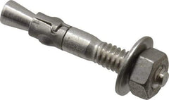 Powers Fasteners - 1/4" Diam, 1/4" Drill, 1-3/4" OAL, 7/8" Min Embedment Wedge Expansion Concrete Anchor - 304 Stainless Steel, Hex Nut Head, Hex Drive, 3/4" Thread Length - Best Tool & Supply