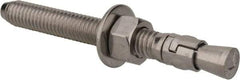 Powers Fasteners - 3/8" Diam, 3/8" Drill, 3-1/2" OAL, 1-1/4" Min Embedment Wedge Expansion Concrete Anchor - 304 Stainless Steel, Hex Nut Head, Hex Drive, 2-3/8" Thread Length - Best Tool & Supply