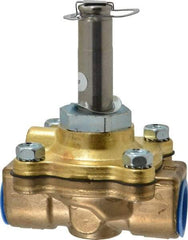 Parker - 1/2" Port, Two Way, Piloted Diaphragm, Brass Solenoid Valve - Normally Closed, 125 Max PSI, NBR Seal - Best Tool & Supply