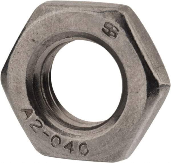 Value Collection - M12x1.75 Metric Coarse Stainless Steel Right Hand Hex Jam Nut - 19mm Across Flats, 6mm High, Uncoated - Best Tool & Supply