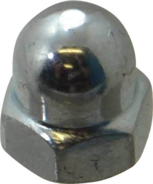 Value Collection - M4x0.7 7mm Width Across Flats, Zinc Plated, Steel Acorn Nut - 8mm Overall Height, Grade 2, DIN 1587 - Best Tool & Supply