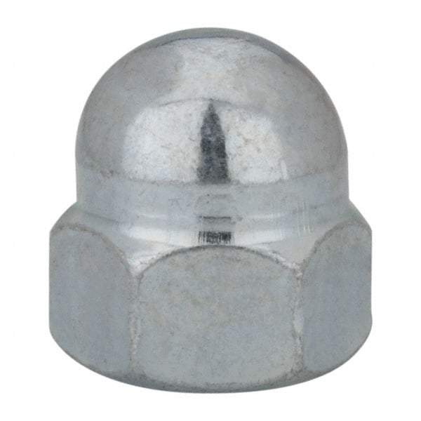 Value Collection - M12x1.75 19mm Width Across Flats, Zinc Plated, Steel Acorn Nut - 22mm Overall Height, Grade 2, DIN 1587 - Best Tool & Supply