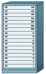 59.25 x 28.25 x 30'' (17 Drawers) - Pre-Engineered Modular Drawer Cabinet Eye-Level (591 Compartments) - Best Tool & Supply
