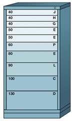 59.25 x 28.25 x 30'' (10 Drawers) - Pre-Engineered Modular Drawer Cabinet Eye-Level (210 Compartments) - Best Tool & Supply