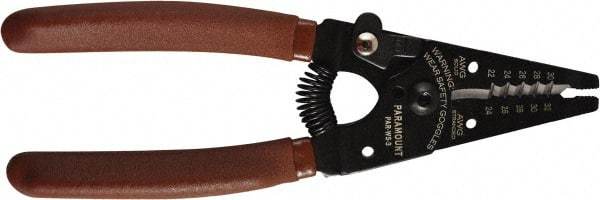 Paramount - 30 to 22 AWG Capacity Wire Stripper - 6" OAL, Plastic Dipped Handle - Best Tool & Supply