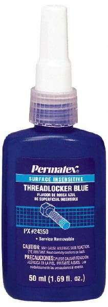 Permatex - 50 mL Bottle, Blue, Medium Strength Liquid Threadlocker - Series 243, 24 hr Full Cure Time, Hand Tool Removal - Best Tool & Supply