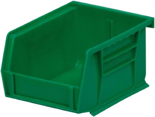 Akro-Mils - 10 Lb. Load Capacity, 5-3/8" Deep, Green Polymer Hopper Stacking Bin - 3" High x 4-1/8" Wide x 5-3/8" Long - Best Tool & Supply