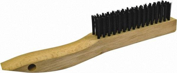 Gordon Brush - 4 Rows x 16 Columns Steel Plater Brush - 4-3/4" Brush Length, 10" OAL, 1-1/8 Trim Length, Wood Shoe Handle - Best Tool & Supply
