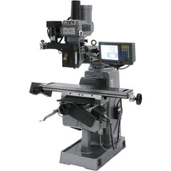 Jet - 9" Table Width x 49" Table Length, Variable Speed Pulley Control, 3 Phase Knee Milling Machine - R8 Spindle Taper, 3 hp - Best Tool & Supply