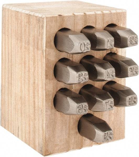 C.H. Hanson - 10 Piece, 1/4" Character Steel Stamp Set - Double Digit Figures, Double Digits - Best Tool & Supply