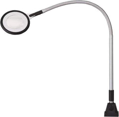 Waldmann Lighting - 25.4 Inch, Gooseneck, Clamp Mounted, LED, Silver, Magnifying Task Light - 6 Watt, 100 to 240 Volt, 2.25x Magnification, 71mm Wide - Best Tool & Supply