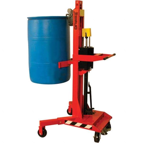 Wesco Industrial Products - 1,100 Lb Load Capacity, 30, 55 & 85 Gal Drum Grab - 41" Wide x 66" High, 4 Steel Wheels - Best Tool & Supply