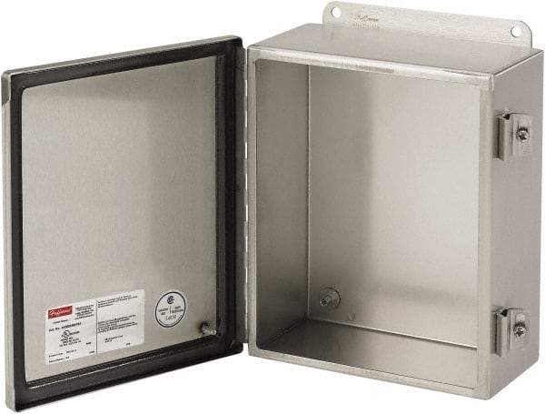 nVent Hoffman - Stainless Steel Junction Box Enclosure Hinge Flat Cover - NEMA 4, 12, 13, 4X, 8" Wide x 10" High x 4" Deep - Best Tool & Supply